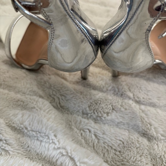 Public Desire Silver Stiletto High Heels with Ankle Strap Size 7 - Picture 4 of 13